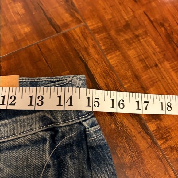 Deadstock Vintage Y2K 2000s midi blue jean raw hem fringe denim skirt sz 29 NWT - Picture 12 of 16